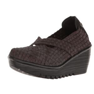 Bernie Mev Cleopatra Wedge Women 10/41 Brown Shimmer Woven Comfort Slip‑On NWOB